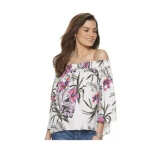 Women's Jennifer Lopez Grommet-Trim Off-Shoulder Top, Size: Large,